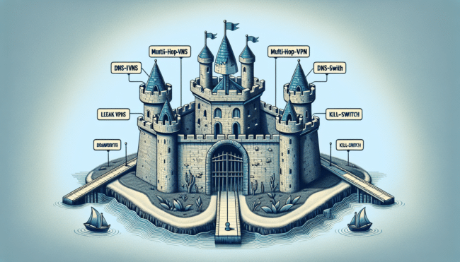 Illustration von Sicherheitsfeatures bei VPN-Diensten