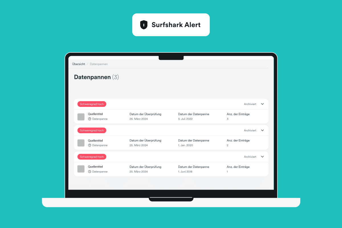 Surfshark Alert Datenpanen